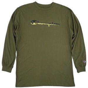 Men’s Champion Big & Tall Size 4XL Crew Neck Olive Caoli Long Sleeve Shirt